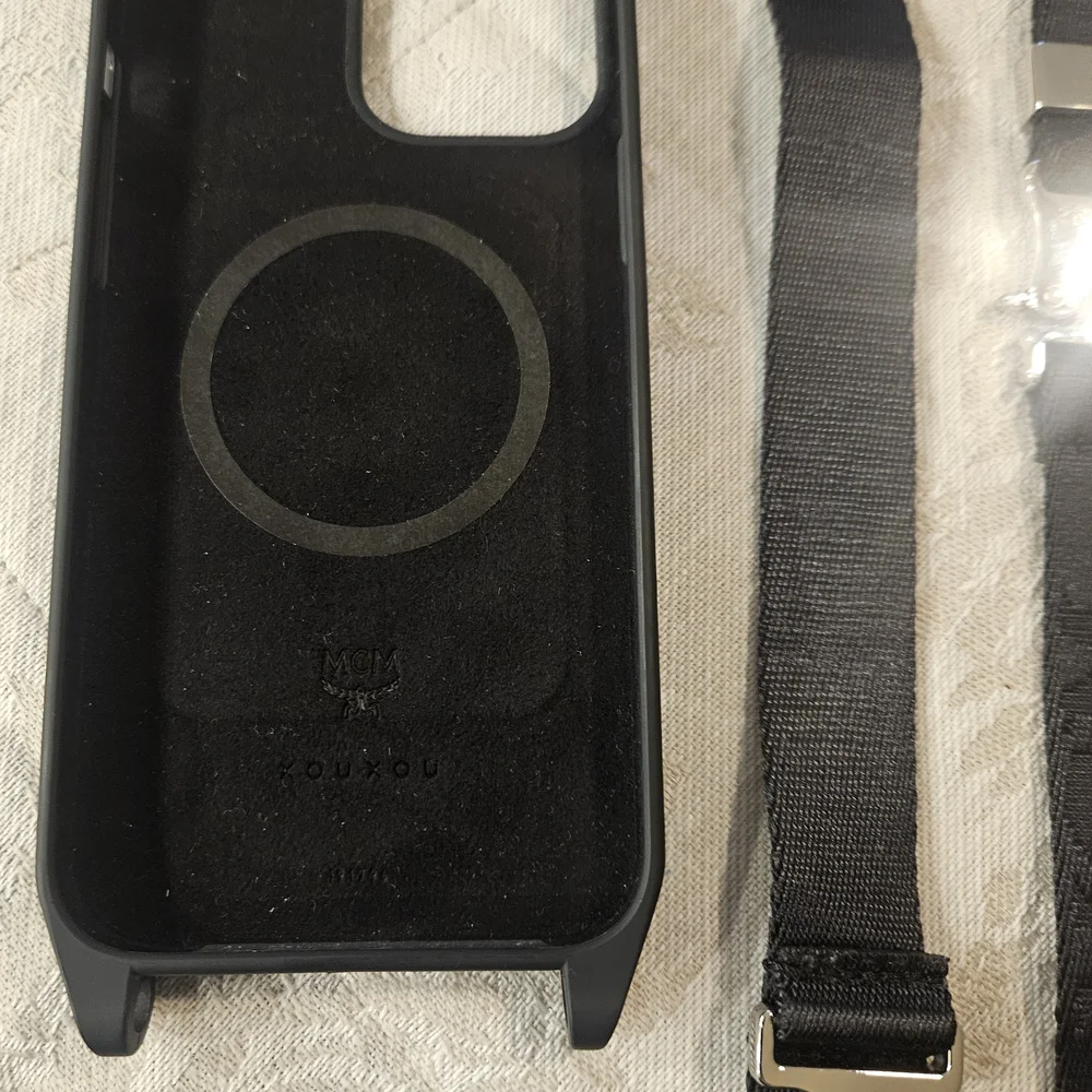 MCM Black Phone Case with Strap